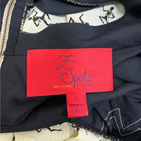 Z Spoke Zac Posen Cut Outs Roman Greek People Print Mini Silk Dress Size 6 - Picture 13 of 13